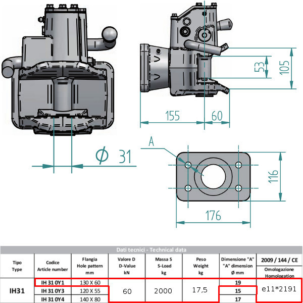 AH310B1 Anhängekupplung 130 x 60 mm