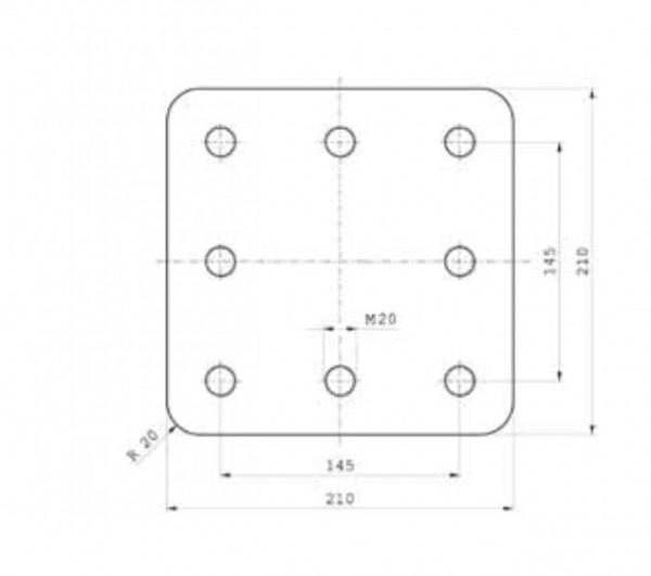 Z-043.5 210 mm x 210 mm x 40 mm Anschweißplatte Bestell Nr. 30001117