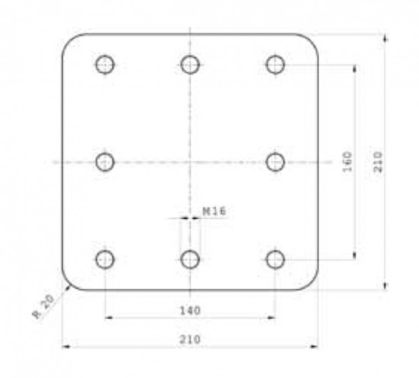 Z-045.1 210 mm x 210 mm x 40 mm Anschweißplatte Bestell Nr. 30000866