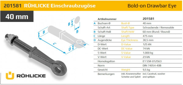 201581 40 mm Einschraubzugöse Data