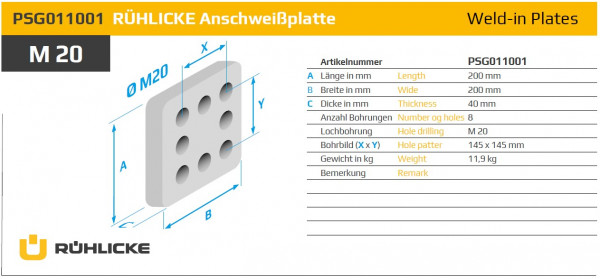 PSG011001 Anschweißplatte