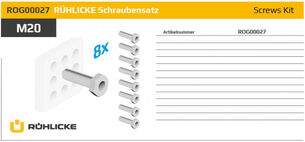 ROG00027 Befestigungssatz 8 Schrauben M 20 x 70