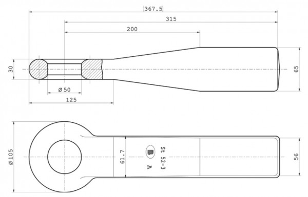 Z-037 50 mm Ring-Einschweißzugöse 65 mm x 56 mm Bestell-Nr. 30000490