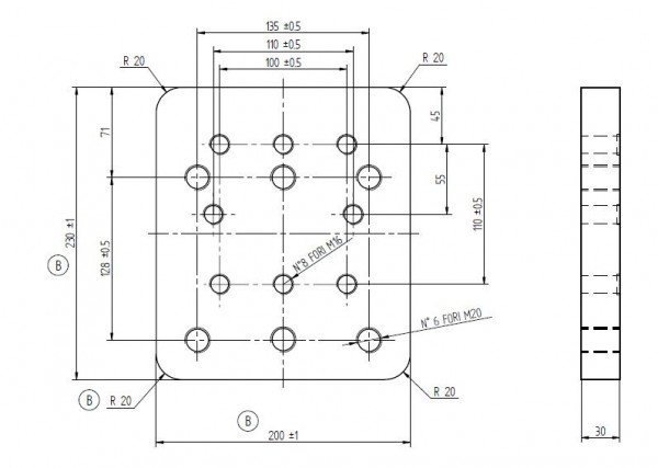 PS00400 Anschweißplatte 230 x 200 x 30mm