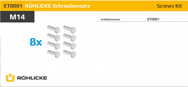 ET0001 Befestigungssatz 8 Schrauben M 14 x 30